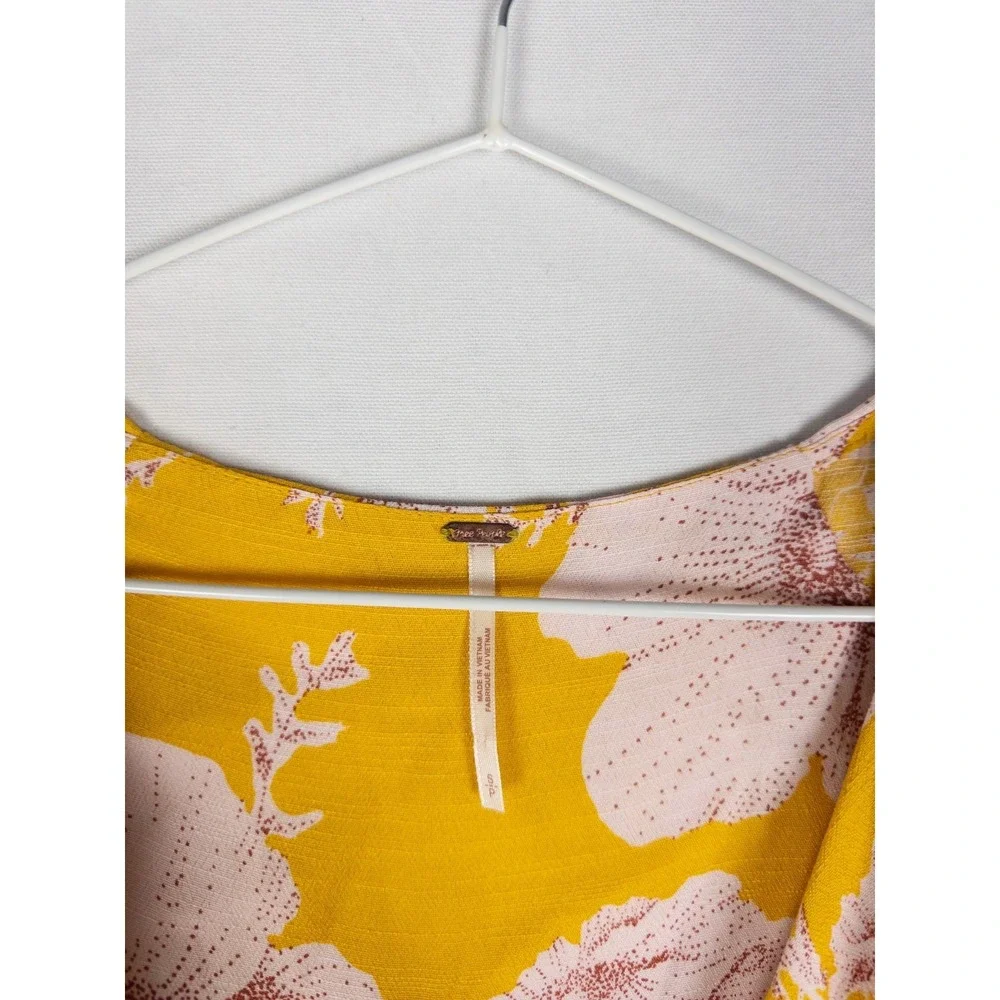 Free People French Quarter Yellow Floral Print Wrap Dress Womens S Yellow Spring